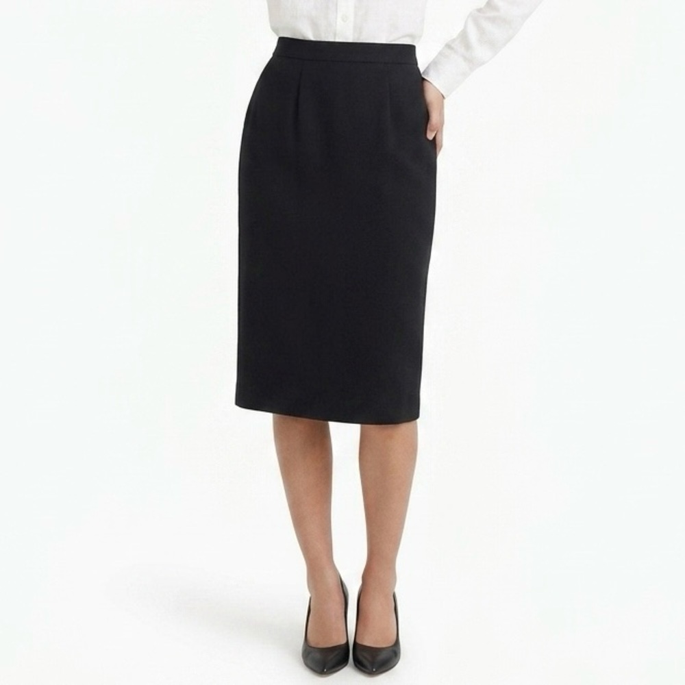 80โs Vintage Wool WAYNE CLARK Black Midi Lined Pencil Skirt Holt Renfrew Capsule